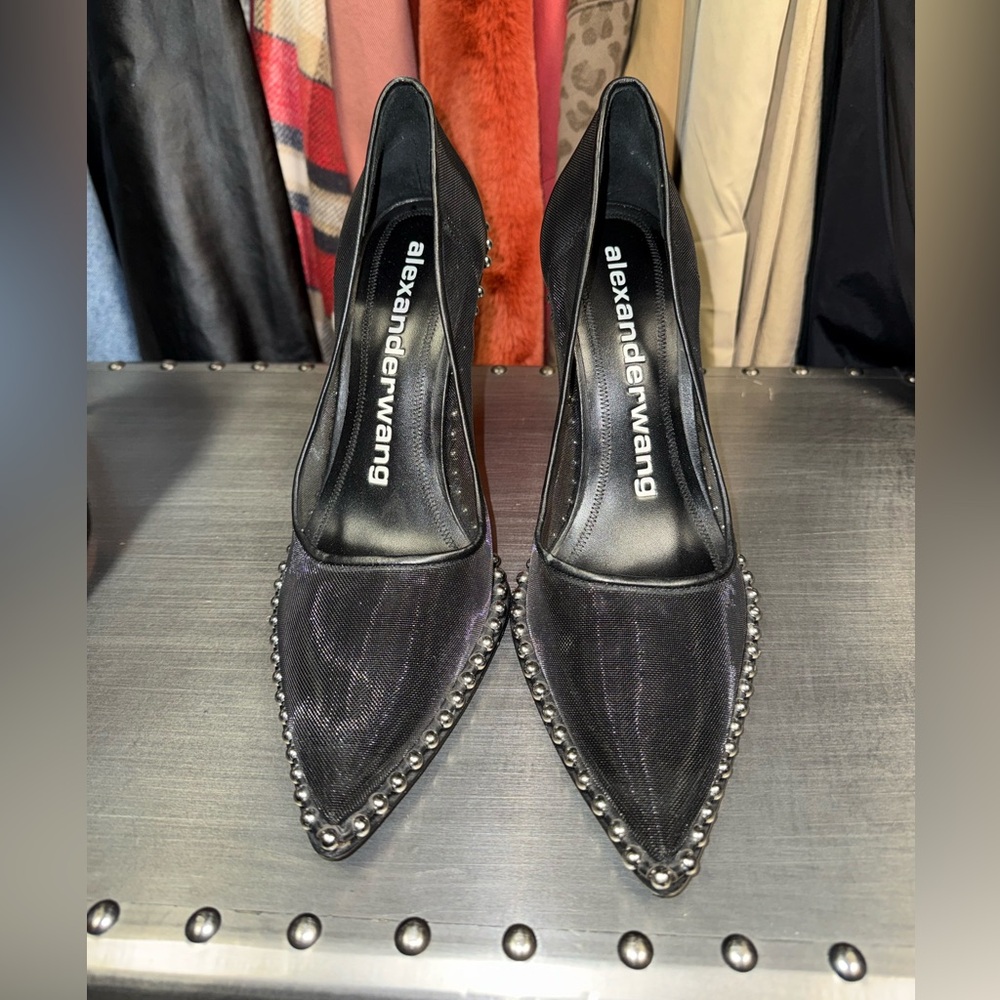 Alexander Wang Black Mesh Studded Heels